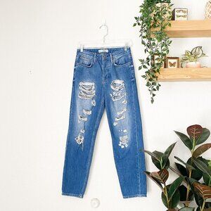 ☀️ TOPSHOP Jeans Hayden Distressed Ripped High Rise Waisted Size 25 Denim Boho